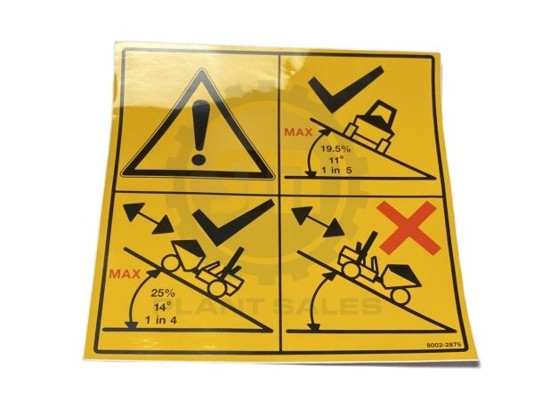 8002-2875 Decal - Driving on Hill 1 in 5 - Mecalac
