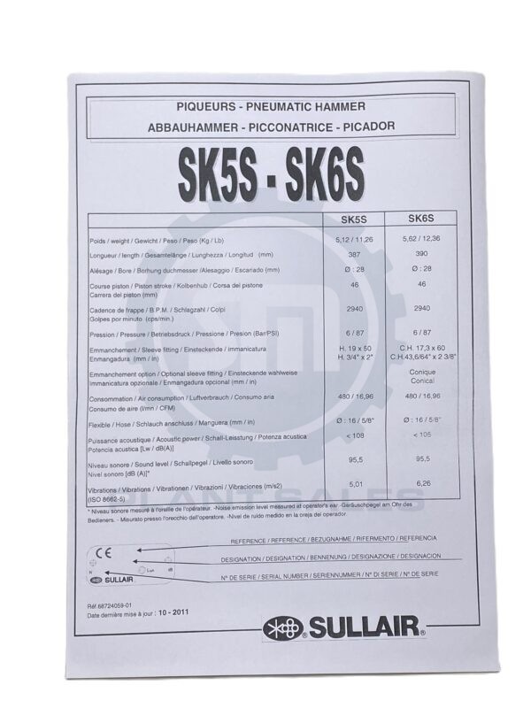 68110061 Sullair SK5s Pick Hammer - Image 2