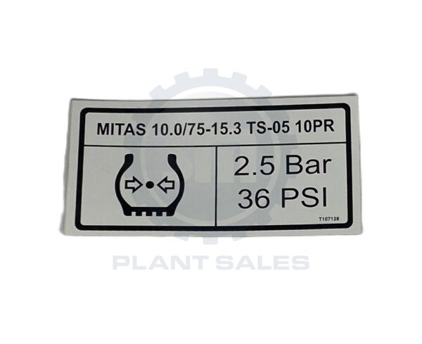 T107128 Decal - Mitas Rear 10PR - Mecalac