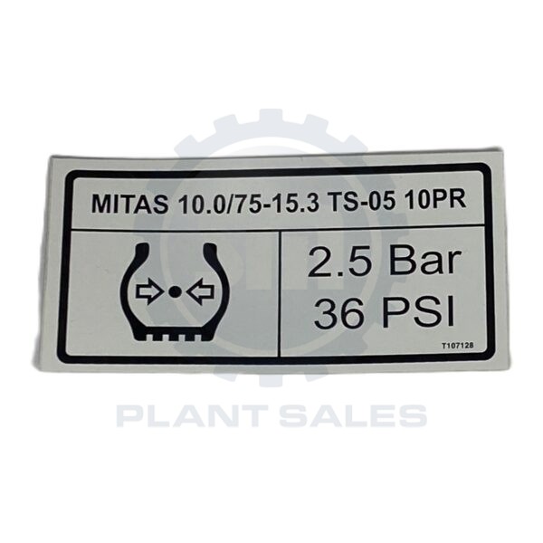 T107128 Decal - Mitas Rear 10PR - Mecalac