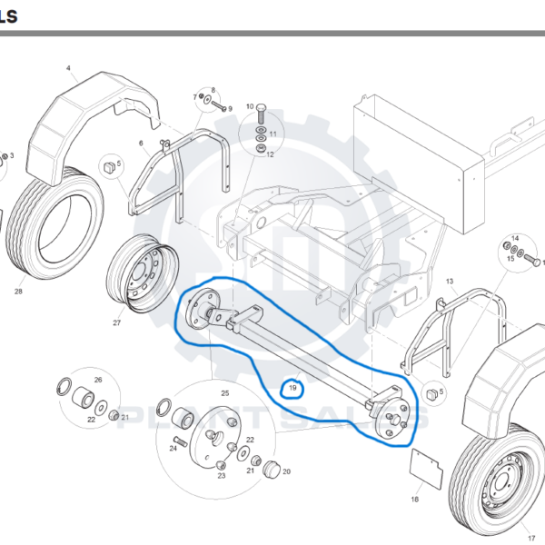 T132964 Trailer Axle - Mecalac