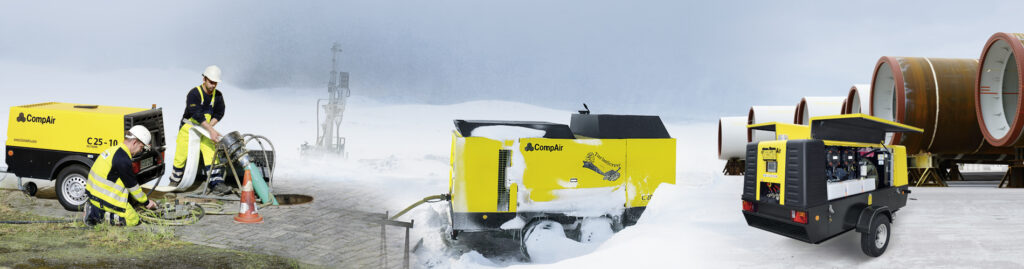 CompAir portable compressors at work on construction sites