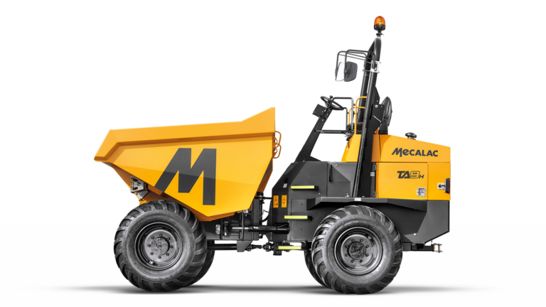 Mecalac TA9H 9 tonne front-tip site dumper with folding ROPS and side guards